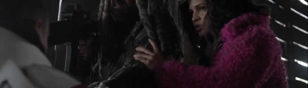 Splinter- Ezekiel and Princess interrogate the Commonwealth soldier- AMC, The Walking Dead