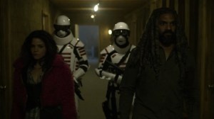 Acheron Part I- Yumiko and Eugene disguised as Commonwealth guards- AMC, The Walking Dead