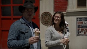Out of the Ashes- Fake Stephanie, played by Chelle Ramos, has ice cream with Eugene- AMC, The Walking Dead