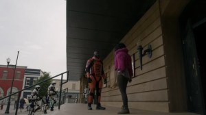 Out of the Ashes- Princess intercepts Mercer, played by Michael James Shaw- AMC, The Walking Dead