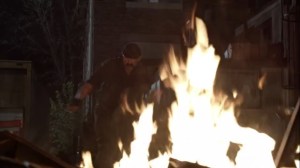 Rendition- Pope tosses one of the Reapers onto the fire- AMC, The Walking Dead
