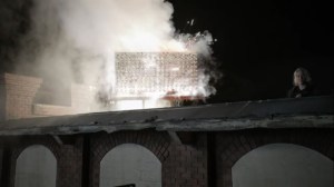 For Blood- Leah looks as the hwacha fires- AMC, The Walking Dead