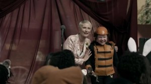 New Haunts- Governor Pamela Milton, played by Laila Robins, poses with the costume contest winner- AMC, The Walking Dead