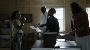 Rogue Element- Connie and Kelly go over the newspaper layout and stories- AMC, The Walking Dead