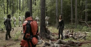 The Lucky Ones- Mercer and Commonwealth soldiers assist Maggie with walker swarm- AMC, The Walking Dead