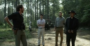 Warlords- Toby Carlson, played by Jason Butler Harner, and Jesse, played by Connor Hammond, join Aaron and Gabriel- AMC, The Walking Dead