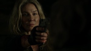 Acts of God- Leah points a gun at Maggie- AMC, The Walking Dead