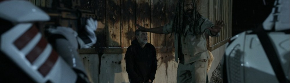 Faith- Ezekiel stands between Negan, Annie, and the soldiers- AMC, The Walking Dead