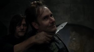 Lockdown- Daryl holds Lance at knifepoint- AMC, The Walking Dead