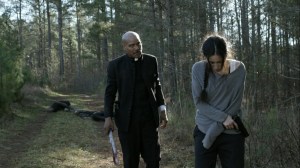 Outpost 22- Gabriel asks Rosita to slow down- AMC, The Walking Dead