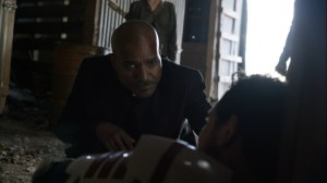 Outpost 22- Gabriel speaks to the Commonwealth soldier- AMC, The Walking Dead