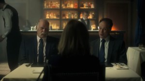 The Tiger- Vivian Dugger, played by Andrew Wheeler, and Rupert Cousins, played by David Snider, talk with Lorraine- Fargo, FX